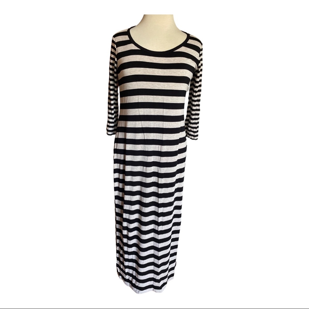 Calvin Klein black and beige stripes dress